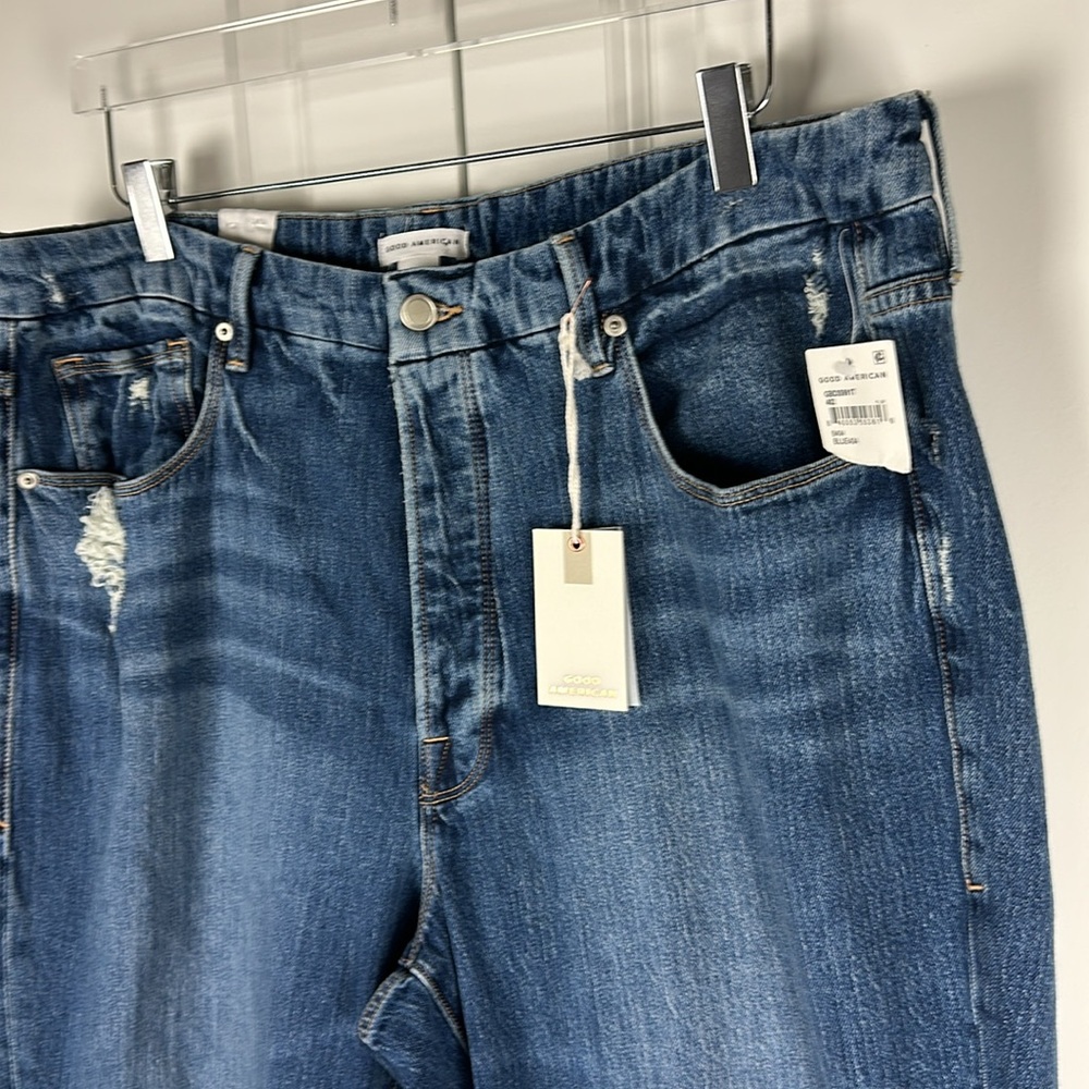 Good American Good Boy Jeans | Double Slit BLUE404 Wash - Picture 8 of 14